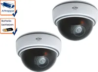 2er Set Dome Kamera Attrappe weiß LED Blitzlicht - Fake Dummy Überwachungskamera