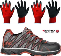Cofra Sicherheitsschuhe New Samurai Black S1 P SRC inklusive 2 Paar Arbeitshandschuhe Größe 9 & 10 Größe 40