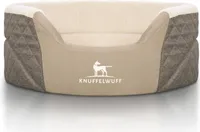 Knuffelwuff Orthopädisches Hundebett Lena aus Velours und Kunstleder mit hohem Schaumstoffrand M-L 70 x 50cm Braun/Beige