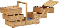 relaxdays šicí box bambusový XXL mnoho přihrádek