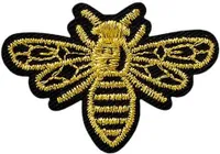 Biene, Gold - Aufnäher, Bügelbild, Aufbügler, Applikationen, Patches, Flicken, Zum Aufbügeln, Größe: 4 x 2,9 cm