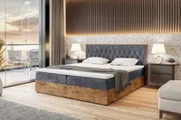 MEBLINI Boxspringbett mit Bettkasten - Gepolstert Doppelbett mit Matratze und Topper - Polsterbett mit Stauraum - Bett mit Kopfteil - Stauraumbett - LOFTY 6 - 180x200 - H4/Dunkelgrau Samt