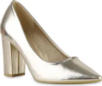 VAN HILL Damen Klassische Pumps Absatzschuhe Spitz Schuhe 841546, Farbe: Gold, Größe: 39