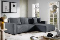L-förmig Ecksofa PARYS Couch mit Schlaffunktion + Stauraum Sofa 290cm Wohnzimmer (Stoff: poso 60 - grau)