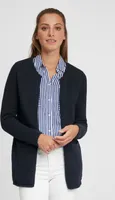 OXMO OXHilda Damen Lange Strickjacke Feinstrick Cardigan Longstrickjacke