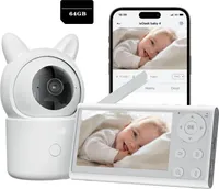 ZREE Babyphone mit Kamera, Nachtsicht, 1080P/4,3" WLAN Video Babyfon PTZ, Automatische Verfolgung, Geräuscherkennung, Temperaturanzeige, APP, + 64GB