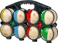 Dřevěná sada na boule s taškou - 8 dřevěných koulí - boccia petanque zahradní hra házení pro děti