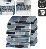 LZQ 3D Fliesenaufkleber 10 Stück Selbstklebende Fliesensticker 30,5x30,5cm DIY Fliesenfolie Wandaufkleber für Bad und Küche Deko, Blau Marmor