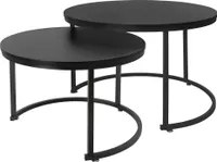ML-Design Couchtisch 2er Set rund, Schwarz matt, Beistelltisch Set mit MDF Platte & schwarze Metallrahmen
