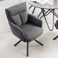 riess-ambiente Drehbarer Retro Stuhl BIG GEORGE grau mit Armlehnen und Bonellfederkernpolsterung Esszimmerstuhl Essstuhl Drehstuhl