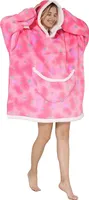 ASKSA Übergroße Sherpa Hoodie für UniDecke Sweatshirt Warme Plüsch Fleece tragbare Decke Mit Taschen, Rosa