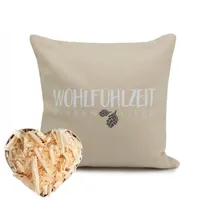 Herbalind Zirbenkissen 25x25cm Natur "Wohlfühlzeit - Zirbenliebe"