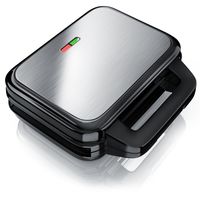 Arendo Sandwichmaker mit abnehmbaren Platten, Antihaftbeschichtung, BPA und PFOA frei, Temperaturkontrolle, Sandwich Maker, Sandwichtoaster für große Toasts