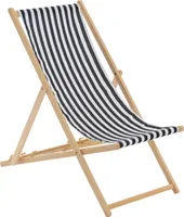 Harbour Housewares Klappbarer Liegestuhl aus Holz – Schwarz gestreift