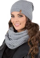 Vivisence damen beanie wintermütze und loop schal set warm kopfbedeckung und halsbedeckung an winter und herbst warm dick, winterset für frauen, hergestellt in der eu, hellgrau, einheitsgröße