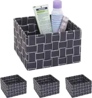 sada 4 úložných košů HWC-C37, dekorativní košík na police 12x19x19cm  tmavě šedý
