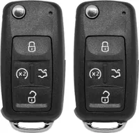 2X Auto Klapp Schlüssel Gehäuse kompatibel mit VW SEAT SKODA 4 Tasten Fernbedienung Rohling