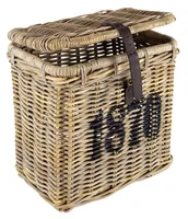 Kobolo Universalkorb Aufbewahrungskorb Wäschebehälter Rattankorb - Rattan - Grau - Liter Spielzeugkiste mit Deckel Mehrzweckkorb Box Kleinmöbel Zimmer