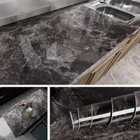Marmor Folie, Schwarz Klebefolie, Selbstklebende Folie, Marmor Tapete 40CMX5M, für Möbel Küchenarbeitsplatte  Arbeitsplatte Küche Tisch Schrank