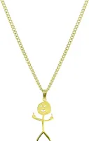 ASKSA Lustige Doodle Halskette, Personalisierte Smiley Mittelfinger Halskette, Streichholz Finger Anhänger für Herren und Damen, Gold