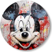 DEQOART Glasuhr Ø30 cm Zahlen 'Urbane Ikonenmagie' Wanduhr Glas Uhr Design leise Küchenuhr