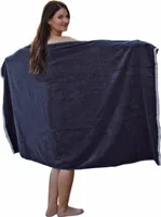 HOMELEVEL XL Sauna Handtuch Badetuch SPA Baumwolle 180 x100cm Saunahandtuch Saunatuch Dunkelblau/Weiß