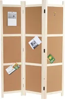 Paravent HWC-G52, Raumteiler Trennwand Sichtschutz, Pinnwand Kork  braun, 3 Paneele 166x121cm
