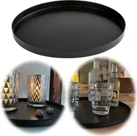 LS-LebenStil Metall Deko Tablett Rund Ø30cm Schwarz Dekoteller Kerzentablett Servierteller Kerzenschale Kerzenteller Platzteller Serviertablett