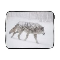 MuchoWow® Laptop Hülle 17 Zoll Laptoptasche Wolf - Winter - Wald - Zipper - Schutzabdeckung