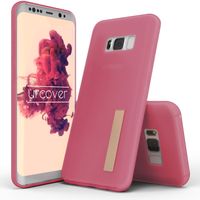 Urcover® Samsung Galaxy S8 Plus Handy Schutz-Hülle Ultra Slim Stand-Funktion Soft Back-Case mit Ständer | flexible federleichte TPU Silikonhülle Schutz-Cover Schale Pink / Transparent