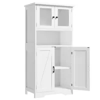 Hochschrank mit 4 Türen,Hochschrank Buffetschrank mit verstellbarem Einlegeboden Vitrinenschrank mit 4 Fächer für Küche Wohnzimmer Badezimmer,128cm