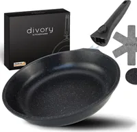 DIVORY große Pfanne 32cm I Abnehmbarer Griff, Induktion, beschichtet, Aluminium – Bratpfanne groß + Pfannenschoner - Induktionspfanne