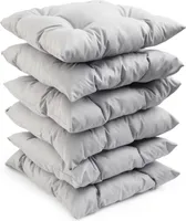 6-er Set, Heimtextilien Stuhlkissen 40x40x5 cm Gartenkissen, Sitzkissen Steppkissen Zierkissen, Hell Grau, Dicke Polyester Gesteppt für Stühle & Gartenmöbel, im Indoor und Outdoor Hell Grau