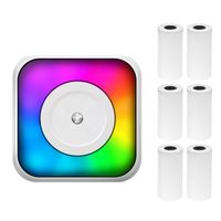 Mini-Drucker, Thermodrucker with RGB Licht Bluetooth Fotodrucker fuer Smartphone mit 6 Papierrollen 57 mm, kompatibel mit iOS Android