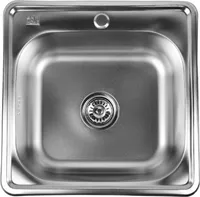 ANW HOME Spülbecken Küche 48x48 cm Satin mit Siphon, Waschbecken Küche Edelstahl mit Hahnloch, Spüle Spülbecken Edelstahl Eckig, Edelstahlspüle