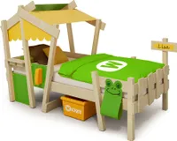 WICKEY Kinderbett Hausbett CrAzY Candy - Plane Holzbett 90 x 200 cm - gelb/apfelgrün