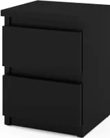 STIV Möbel | Nachttisch - Nachtschrank mit 2 Schubladen - schwarz matt H40cm B30cm T30cm