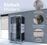 Dusche Komplett MARWELL Komplettdusche Fertigdusche Dusy 90 x 90 x 225 cm - komplett Set inkl. Duschwanne und Armatur -  Runddusche mit Fronteinstieg
