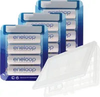 12er Panasonic eneloop Standard AA, Mignon Akkus, neueste Generation, max. 2000mAh, 2100 Ladezyklen mit AccuCell BOX10 Aktion 10+2 Gratis !