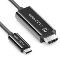 deleyCON 3,0m USB-C auf HDMI Kabel - 4K@60Hz UHD 2160p - USB C Stecker auf HDMI Stecker - für PC Computer Laptop TV Monitor Beamer