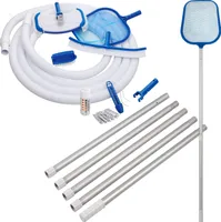 Reinigungsset Pool Wartungsset Zubehör Set Reinigungsbürste Oberflächenkescher Beckenbürste Handbürste Teleskopstange Schwimmschlauch Pooltester Tabletten Poolthermometer