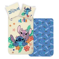 Lilo & Stitch Kinder-Bettwäsche 80x80 + 135x200 cm · 2 teilig · 100% Baumwolle in Renforcé mit Reißverschluss