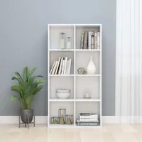 vidaXL Bücherregal/Sideboard Hochglanz-Weiß 66×30×130 cm Holzwerkstoff