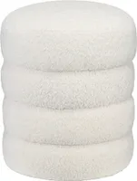 HOMCOM Sitzhocker, Fußhocker, Runder Polsterhocker, Fußstütze mit Sitzkissen, für Wohnzimmer, Schlafzimmer, Cremeweiß, Ø40 x 45 cm