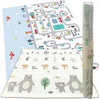 XXL Baby-Spielmatte – Rollbare Krabbelmatte, 150 x 180 x 2.0 cm, Stadt- und Waldmotiv