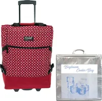 Einkaufstrolley Trolley Punta Wheel Einkaufsroller Einkaufswagen Shoppingtrolley Shopper EInkaufskorb mit Rollen und Gurten Trolly 10008-0220 Red Dots Punkte Rot  + Bagboom Thermo TK Tasche