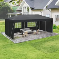 JOIEYOU Pavillon 3x6m Faltpavillon mit Seitenteilen, Fenstern & Tragetasche Faltzelt Polyester UV Schutz Faltbar Partyzelt Wasserdicht Windschutz Gartenpavillon Zelt Outdoor (Anthrazit)