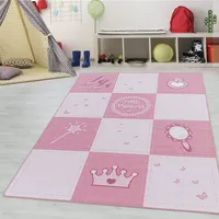 Teppium Kinderteppich Little Prinzessin Design Mädchen Teppich, Spielteppich Kinderzimmer Teppich, Robust und Pflegeleicht , Rosa, 80 x 150 cm