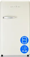 MEDION Retro Kühlschrank (91 Liter, 91cm Höhe (höhenverstellbare Füße), höhenverstellbare Glasablagen, transparente Gemüseschublade, freistehend, Türanschlag rechts, Metall Türgriff, MD37800) cream