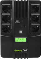 Green Cell® UPS USV Unterbrechungsfreie Stromversorgung 600VA (360W) mit Überspannungsschutz 230V Line-Interactive Spannungsregelung AVR USV-Anlage USB/RJ45 6X Schuko Ausgänge LCD Bildschirm